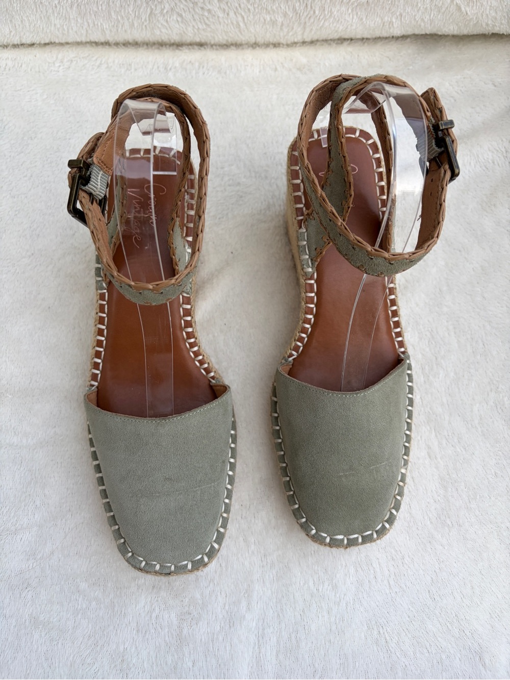 Crown Vintage Olive Green Espadrille Ankle-Strap Wedge - Picture 2 of 7